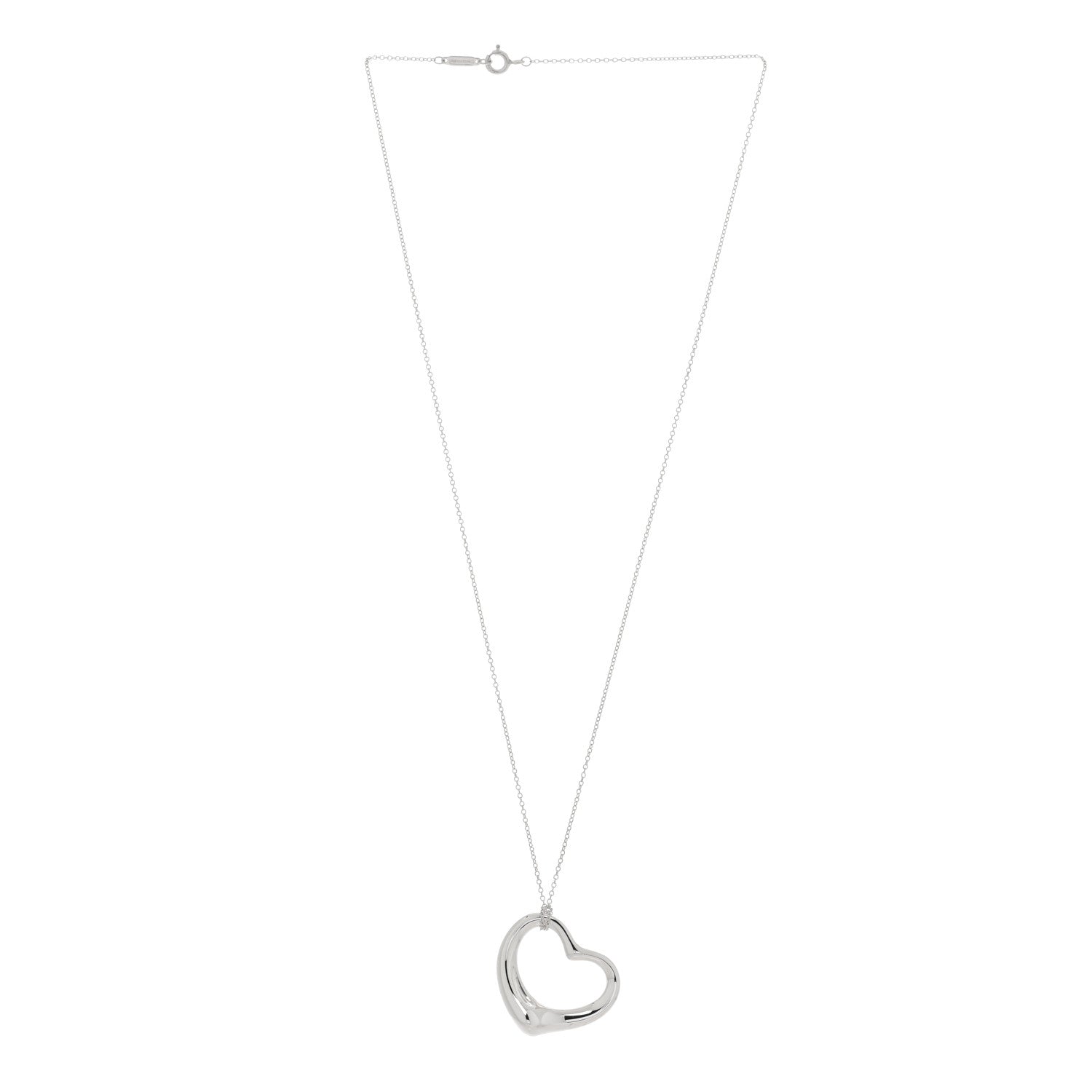 Tiffany Sterling Silver 27mm Elsa Peretti Open Heart Pendant Necklace 3 of 4