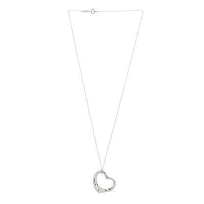 Tiffany Sterling Silver 27mm Elsa Peretti Open Heart Pendant Necklace 3 of 4