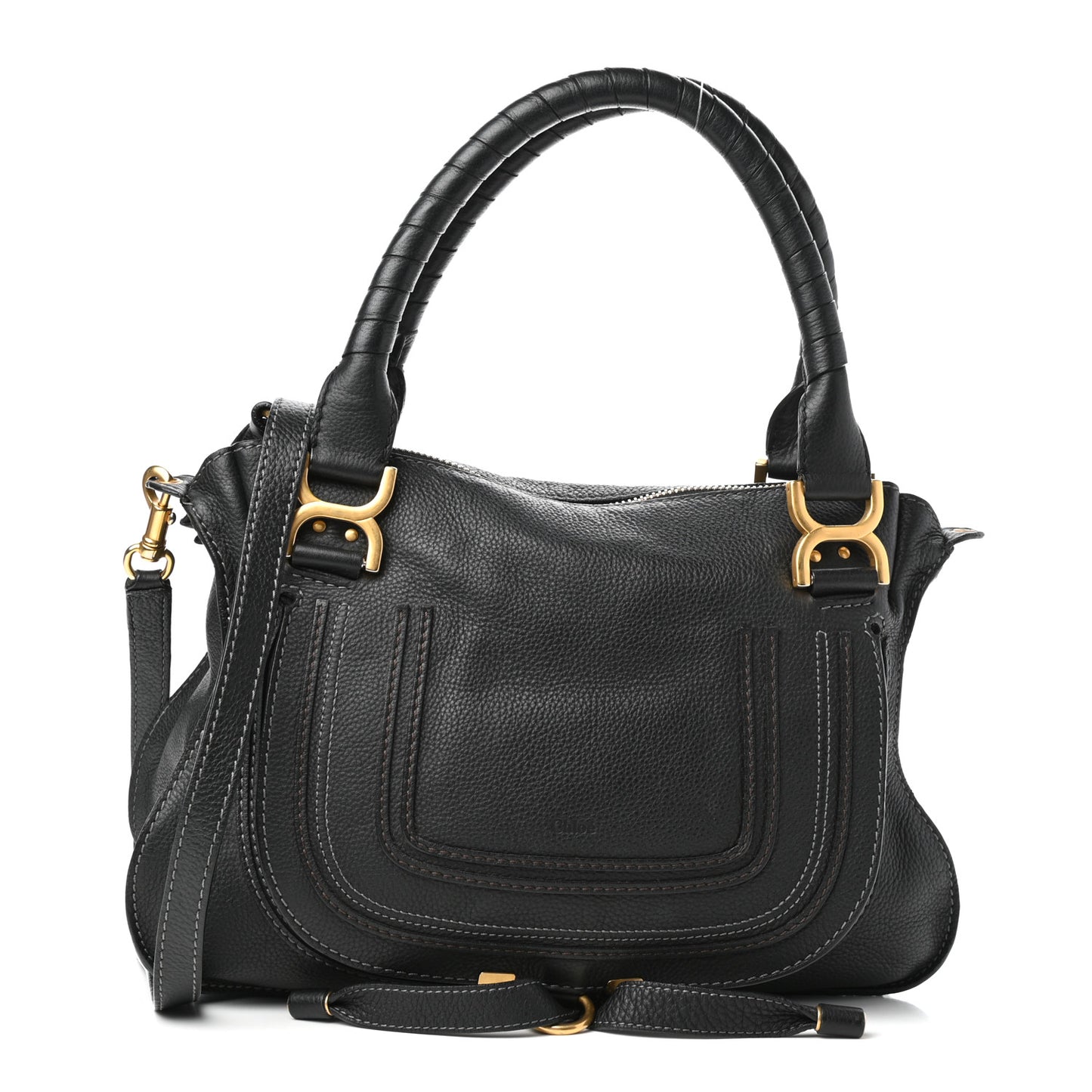 Calfskin Medium Marcie Satchel Black