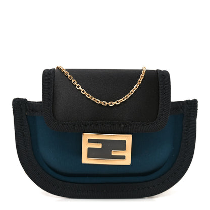 Fendi Silk Satin Pico Baguette Charm Blue Velvet Black 1 of 7
