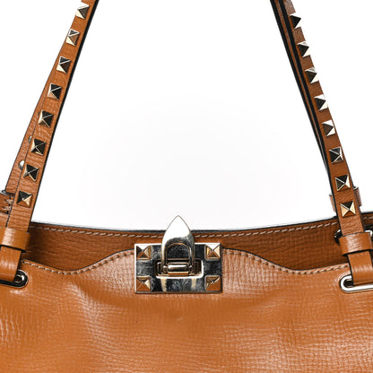 Valentino Garavani Textured Calfskin Medium Rockstud Tote Camel 5 of 5