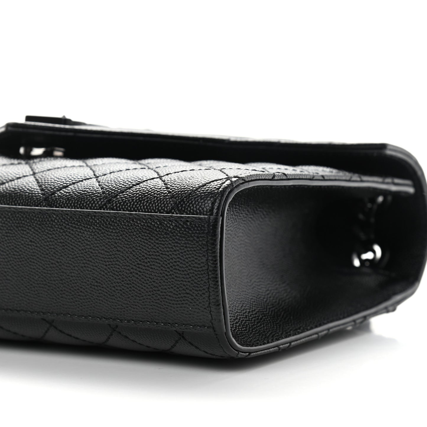 Grain De Poudre Textured Mixed Matelasse Triquilt Medium Monogram Satchel Black