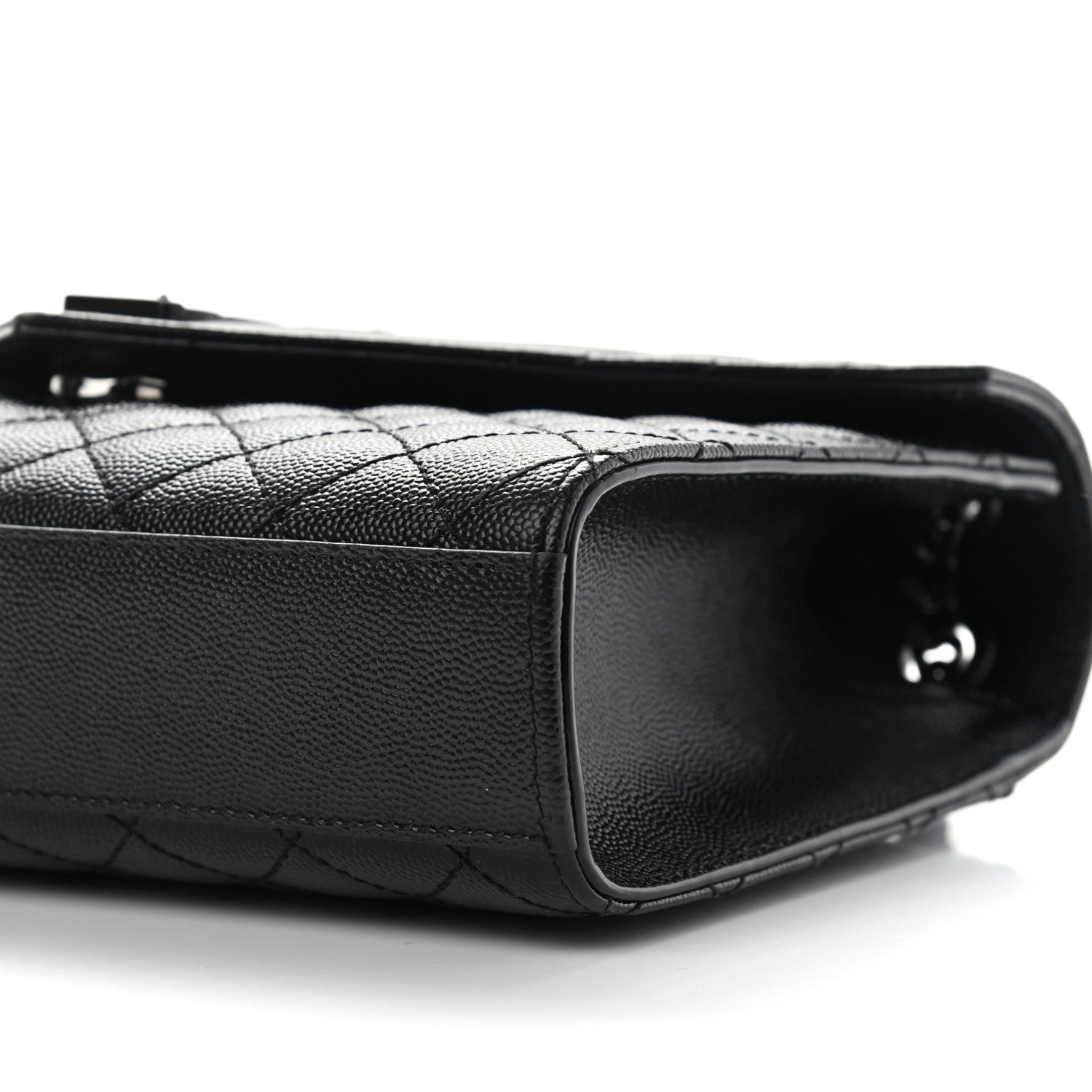 Saint Laurent Grain De Poudre Textured Mixed Matelasse Triquilt Medium Monogram Satchel Black 10 of 10