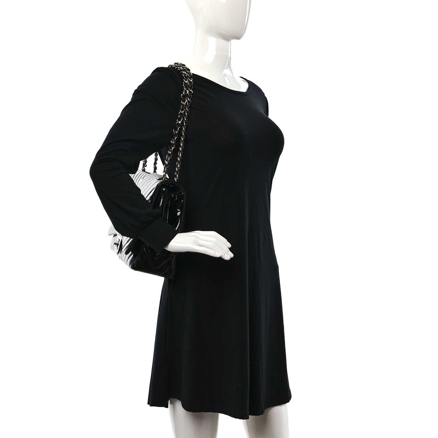 Chanel Patent Chevron Quilted Maxi Single Flap Black 2 of 11