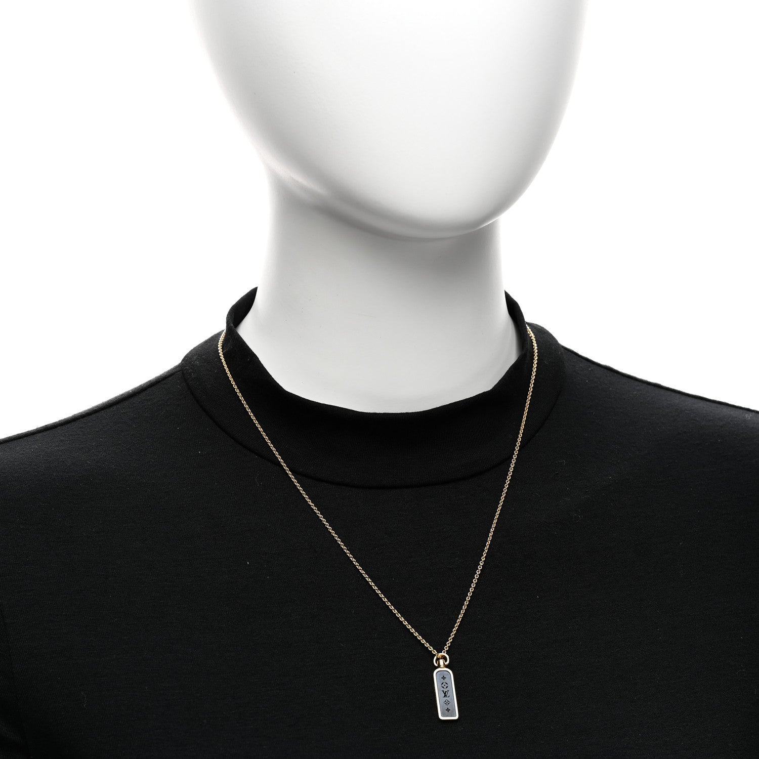 Louis Vuitton 18K Yellow Gold Blue Titanium Small Les Gastons Tag Pendant Necklace 2 of 5