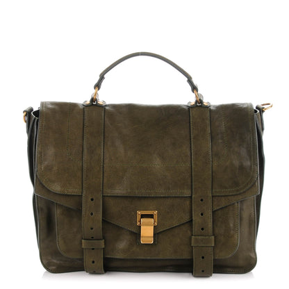 Proenza Schouler Lambskin Large PS Satchel Military 1 of 8