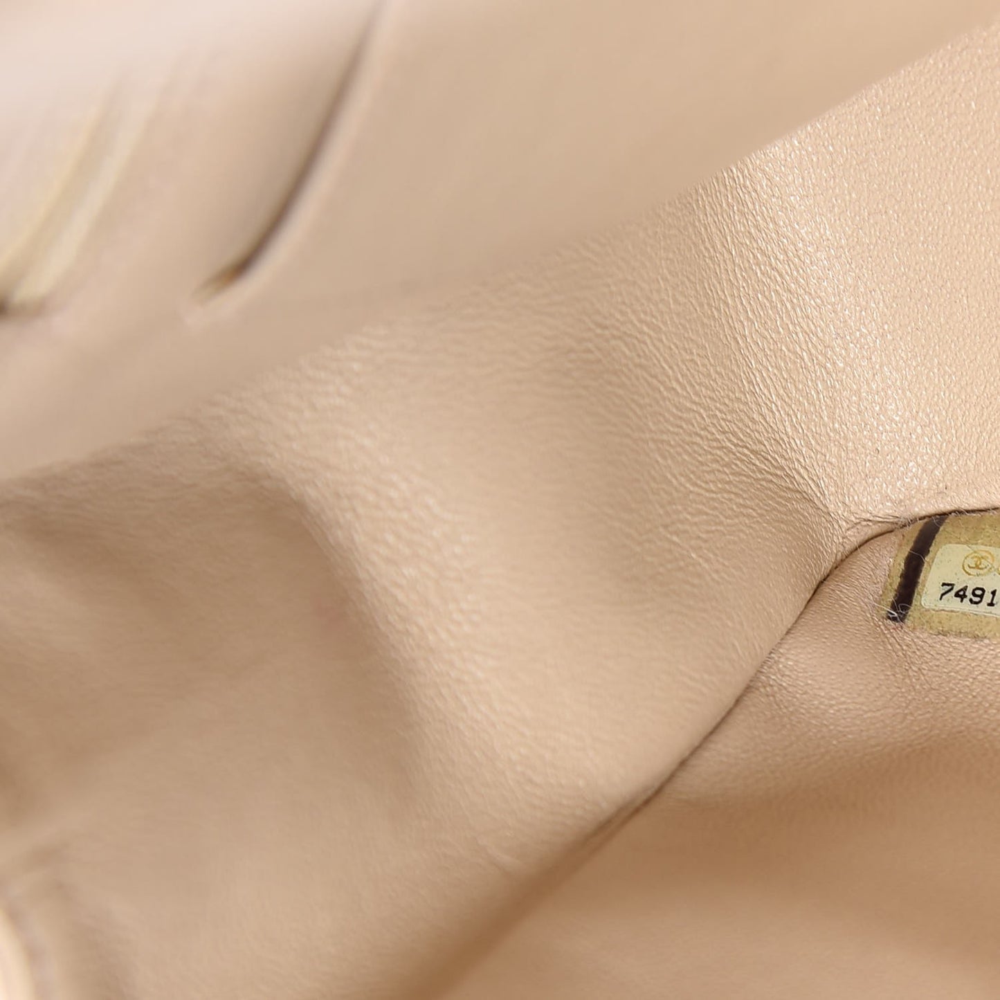 Lambskin Quilted Crystal Chocolate Bar Charm Flap Beige