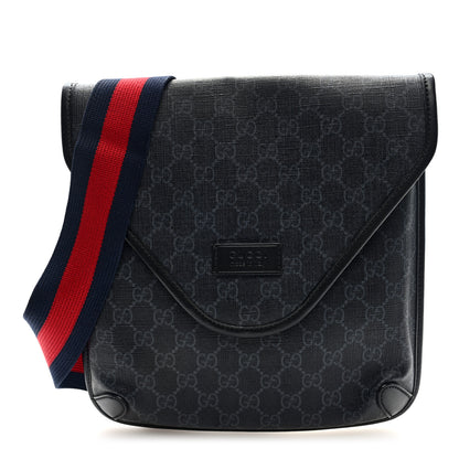 Gucci GG Supreme Monogram Web Medium Messenger Bag Black Grey 1 of 9