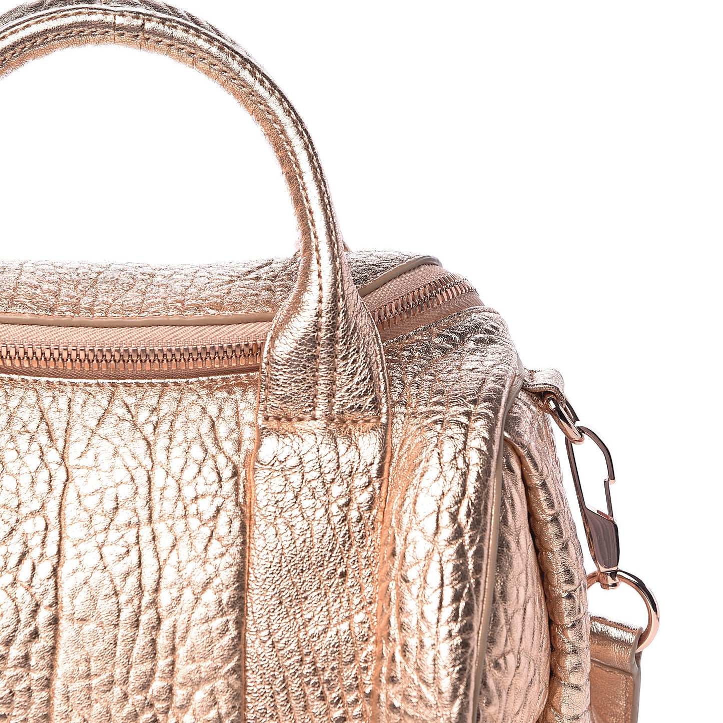 Metallic Pebbled Lambskin Rockie Rose Gold Hardware