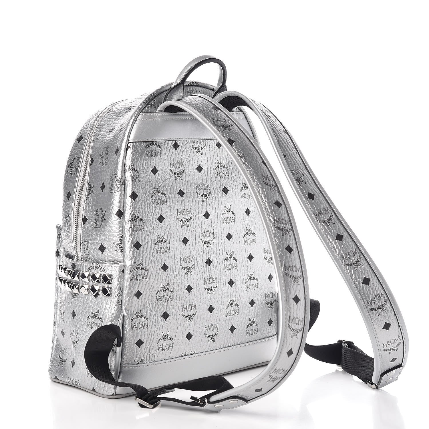 MCM Visetos Small Side Stud Stark Backpack Silver 3 of 8