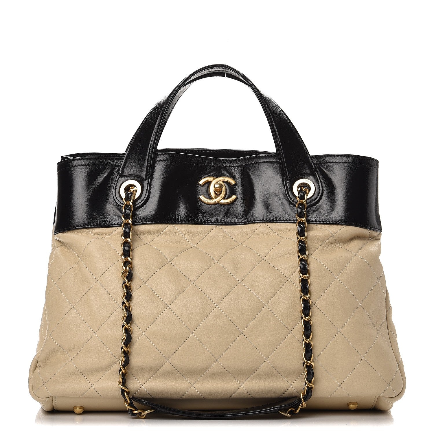 Chanel Calfskin Quilted In The Mix Shopping Tote Beige Black 1 of 8