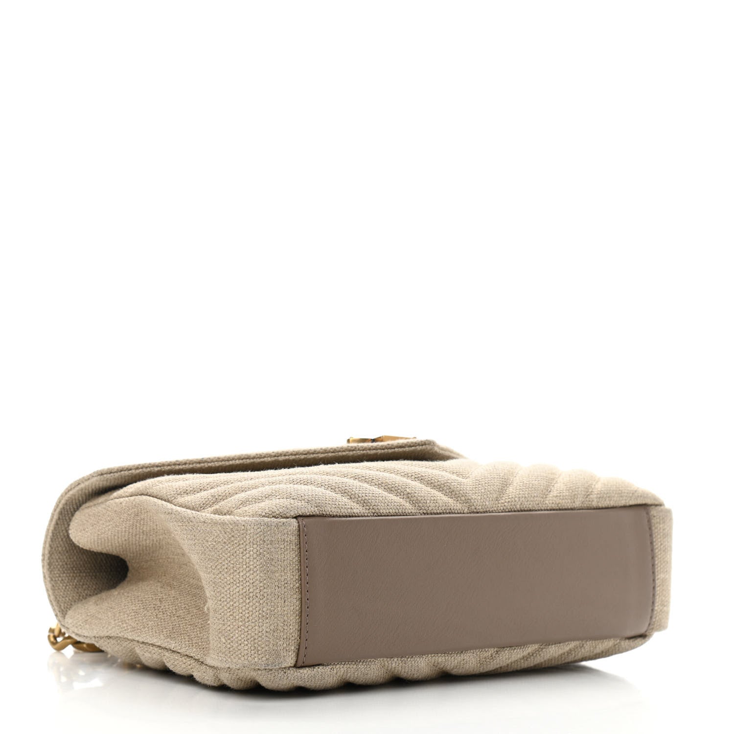 Saint Laurent Linen Quilted College Medium Chain Bag Taupe 4 of 12