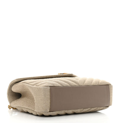 Saint Laurent Linen Quilted College Medium Chain Bag Taupe 4 of 12