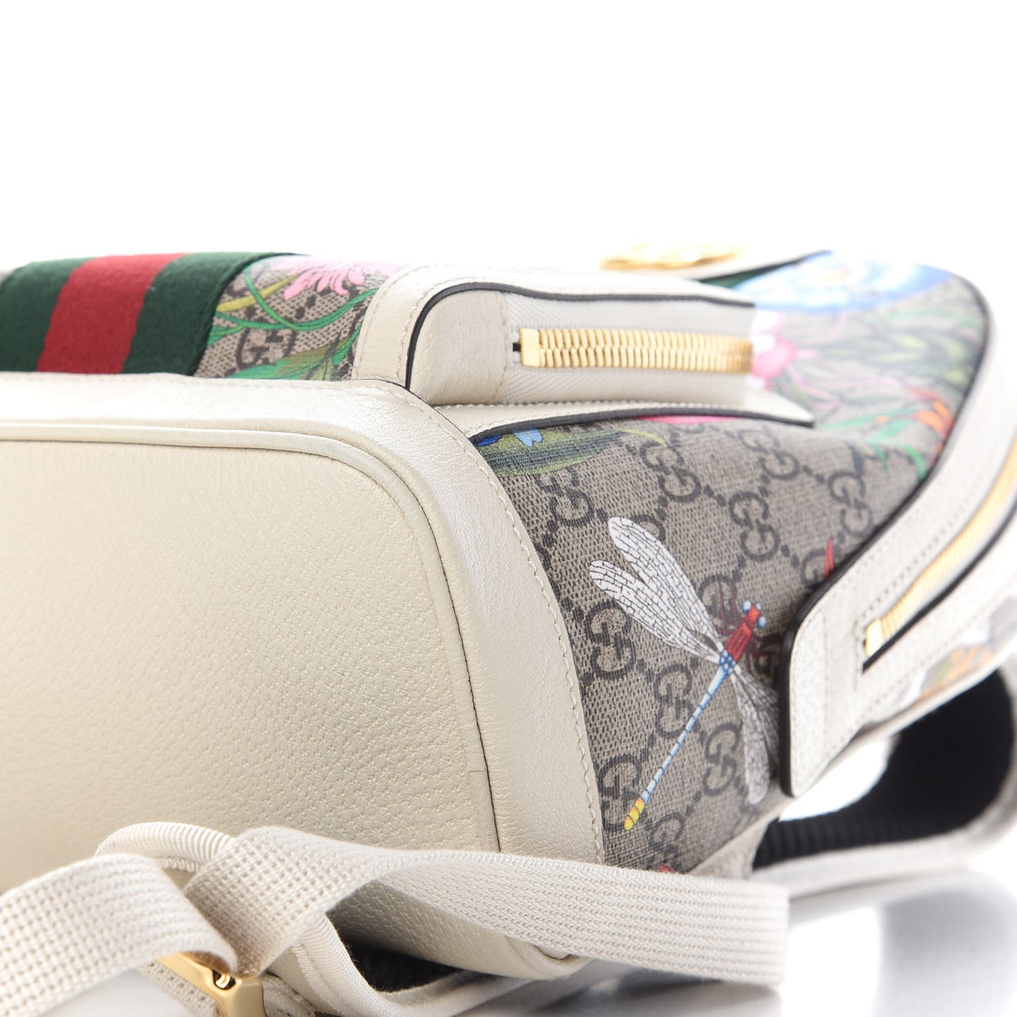 GG Supreme Monogram Flora Web Small Ophidia Day Backpack White