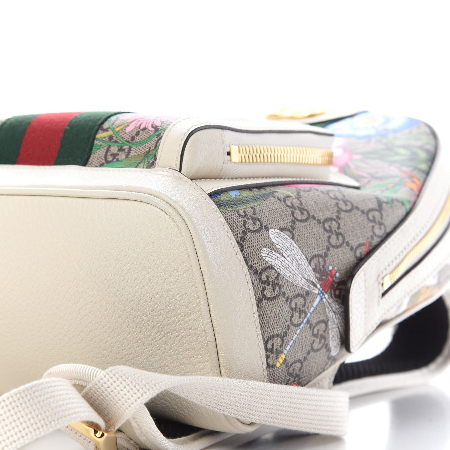 Gucci GG Supreme Monogram Flora Web Small Ophidia Day Backpack White 9 of 11