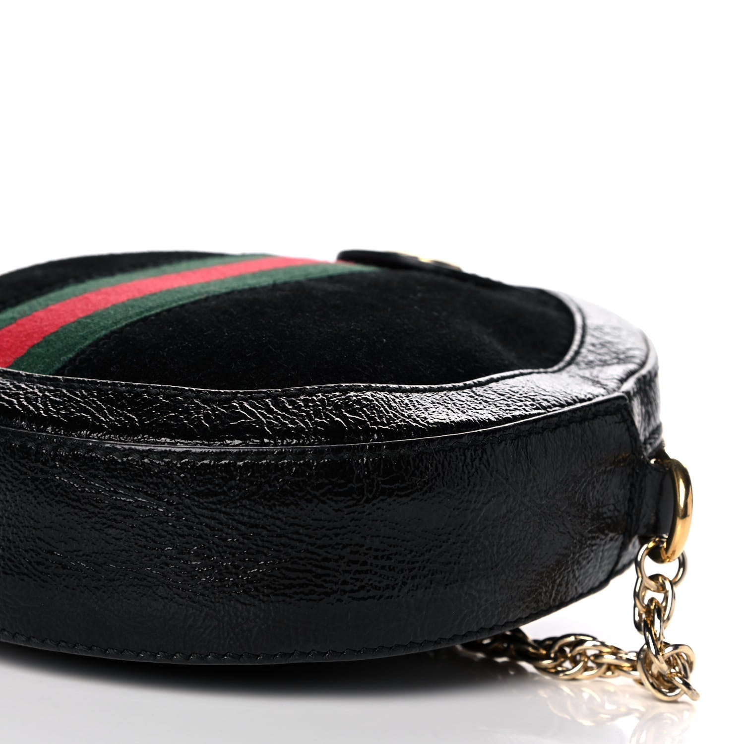 Gucci Suede Patent Web Mini Ophidia Round Shoulder Bag Black 11 of 11