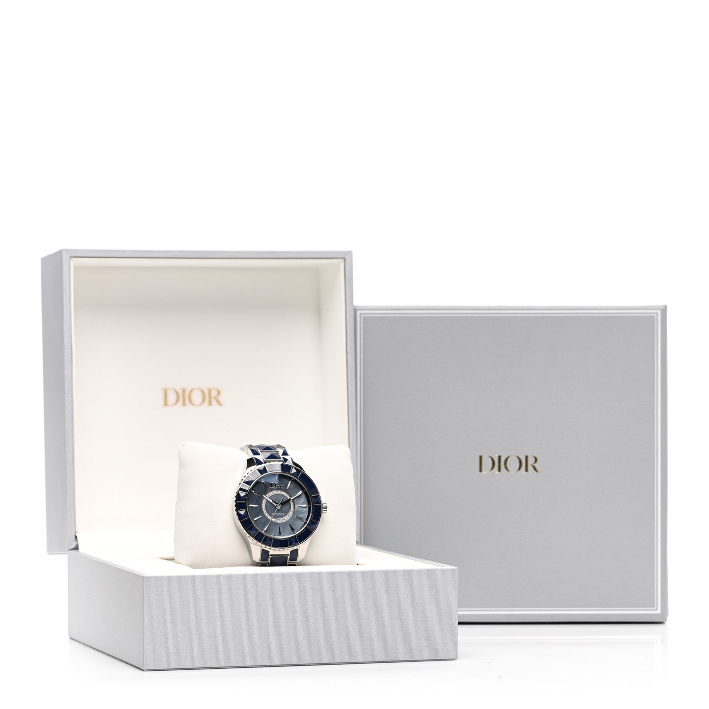 Stainless Steel Diamond Blue Mother of Pearl 38mm Christal Automatic Watch