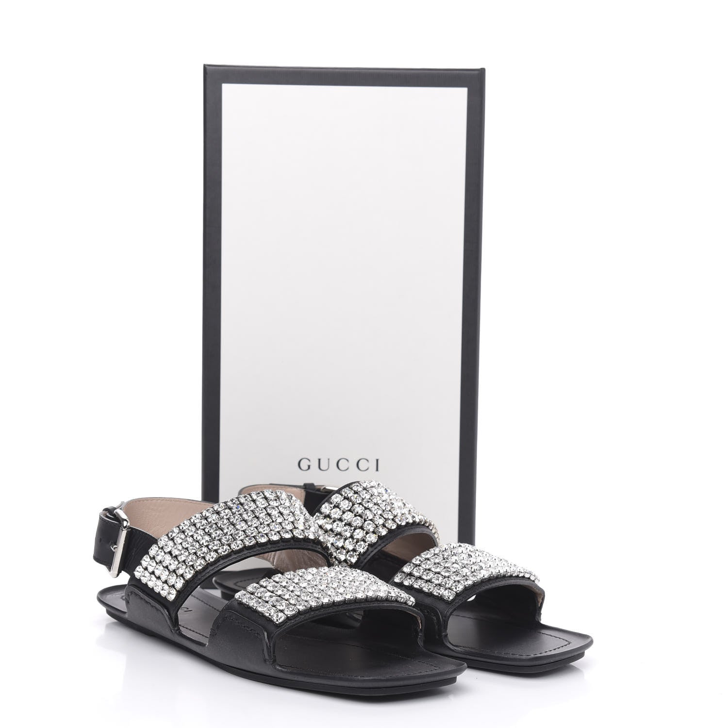 Gucci Napa Crystal Sandal 38 Black 9 of 9