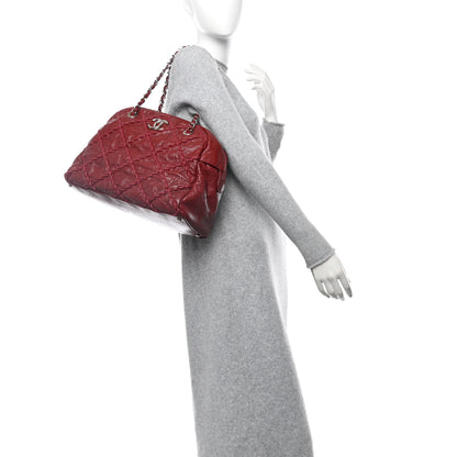 Chanel Crinkled Calfskin Ultra Stitch Bowling Bag Red 2 of 11