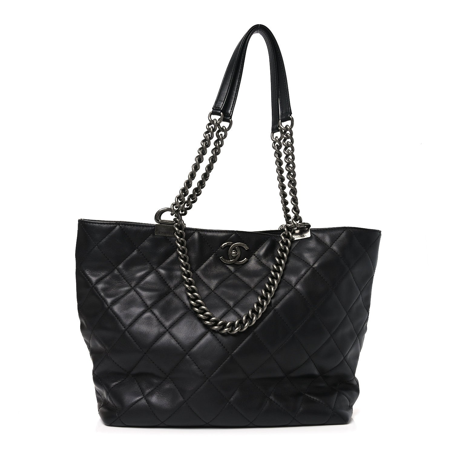 Chanel Calfskin Quilted Large Shopping In Chains Tote Black 1 of 9
