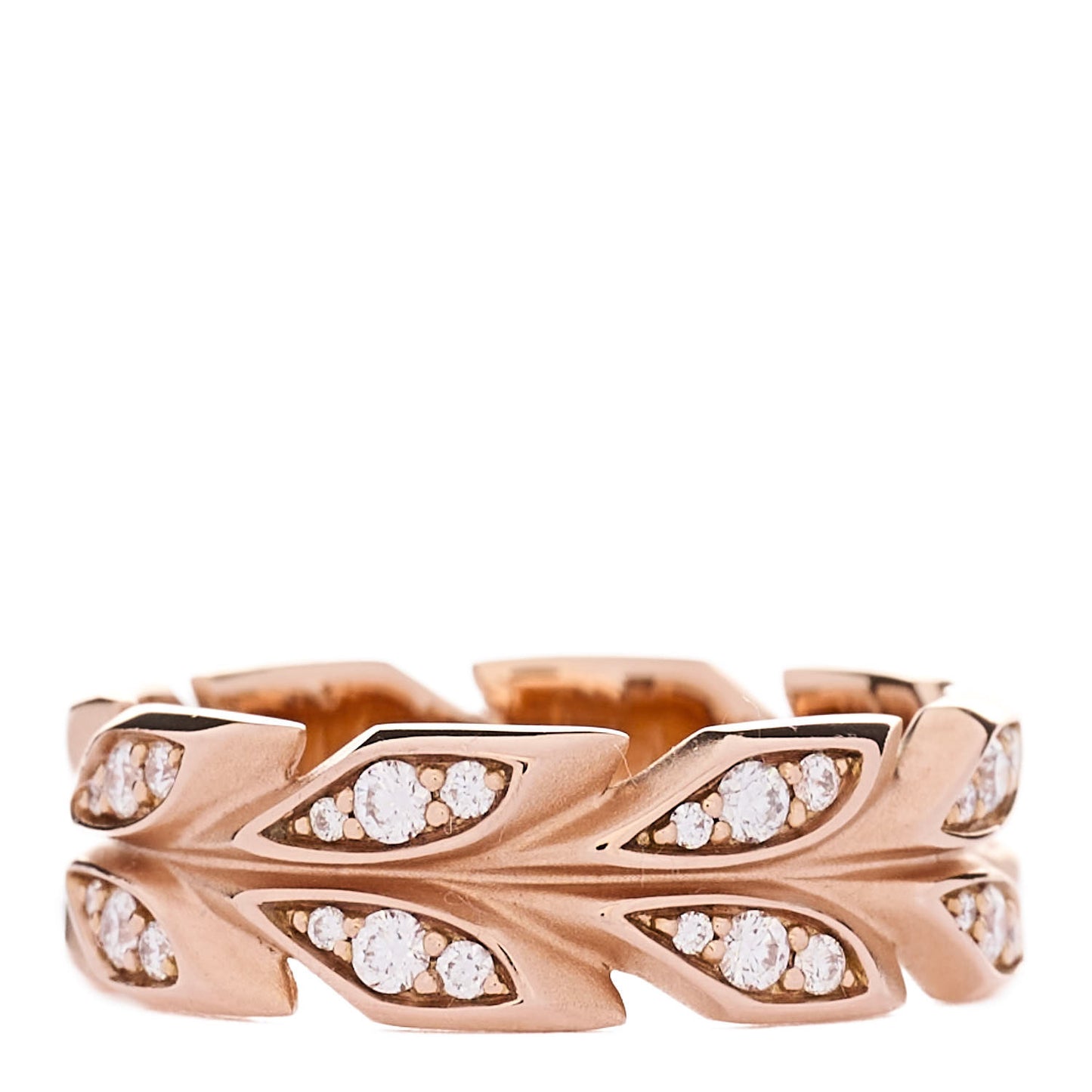 18K Rose Gold Diamond Victoria Vine Band Ring 49 5
