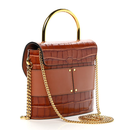 Chloe Calfskin Crocodile Embossed Small Aby Lock Chestnut Brown 2 of 10