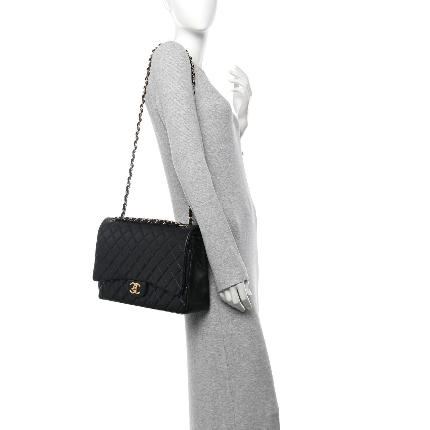 Chanel Lambskin Quilted Maxi Double Flap Black 2 of 11