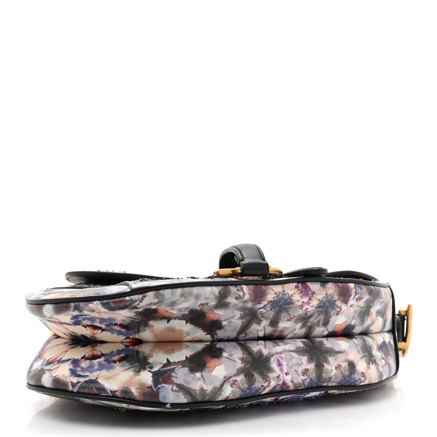 Canvas Embroidered Kaleidiorscopic Saddle Bag Blue Multicolor