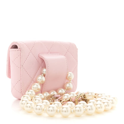Chanel Lambskin Quilted Pearl Chain Belt Bag Light Pink 3 of 10