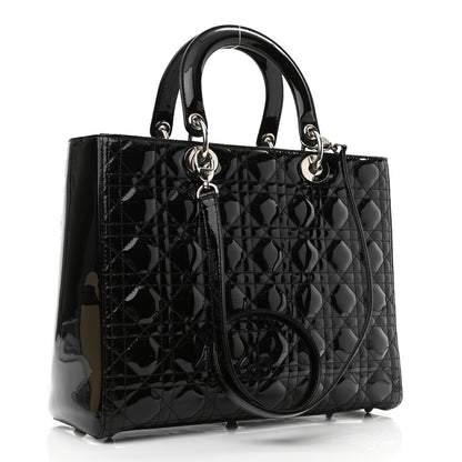 Christian Dior Patent Cannage Large Lady Dior Black 3 of 10