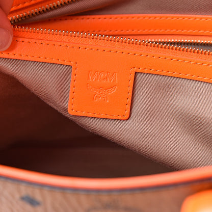 MCM Visetos Medium Geonautic Shopper Tote Cognac Neon Orange 6 of 12