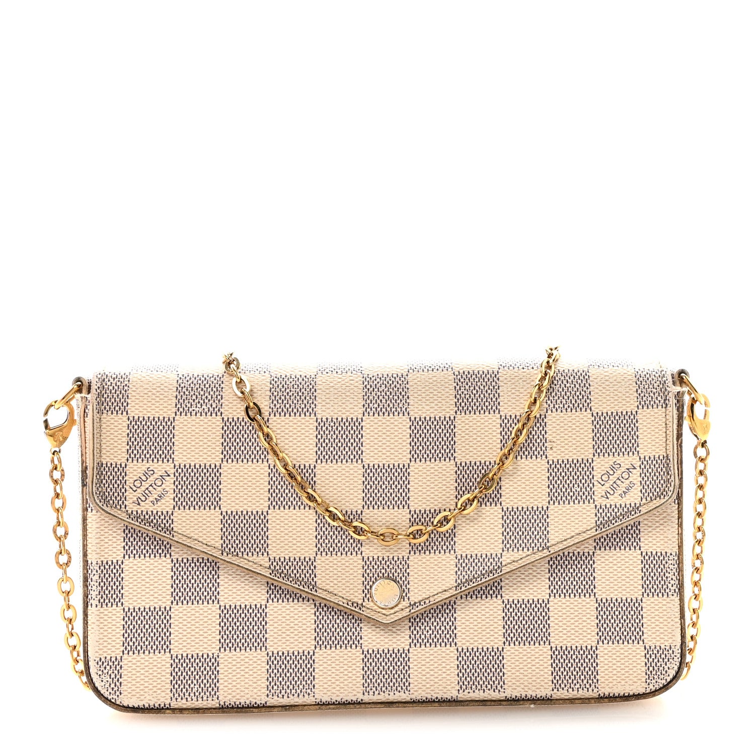 Louis Vuitton Damier Azur Pochette Felicie Chain Wallet Rose Ballerine 1 of 11