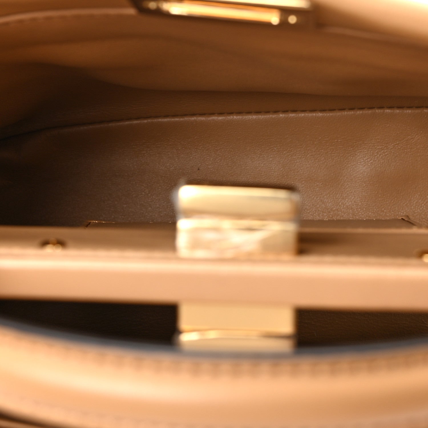 Fendi Shearling Nappa Macro FF 1974 Mini Peekaboo Iconic Satchel White Ice Cuoio Miele Scuro 5 of 8