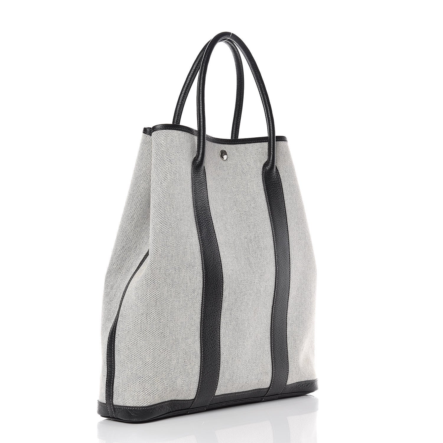 Hermes Buffle Skipper Toile Garden Party Vertical Tote Black 3 of 10