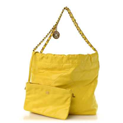 Chanel Shiny Calfskin Quilted Small Chanel 22 Yellow 3 of 13