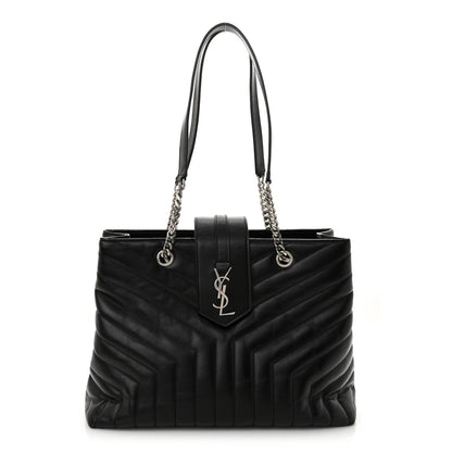 Saint Laurent Calfskin Y Quilted Monogram Large Loulou Shopper Black 1 of 13