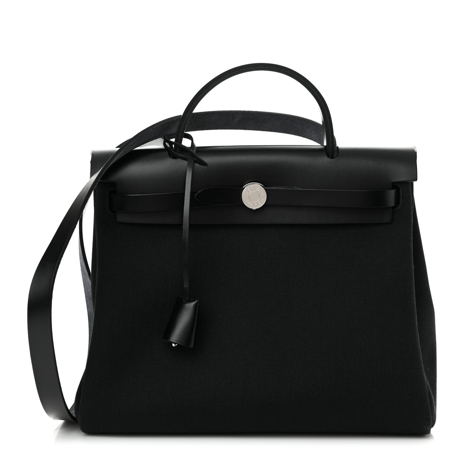Hermes Military Toile Vache Hunter Herbag Zip Retourne 31 PM Black 1 of 11