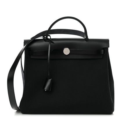 Hermes Military Toile Vache Hunter Herbag Zip Retourne 31 PM Black 1 of 11