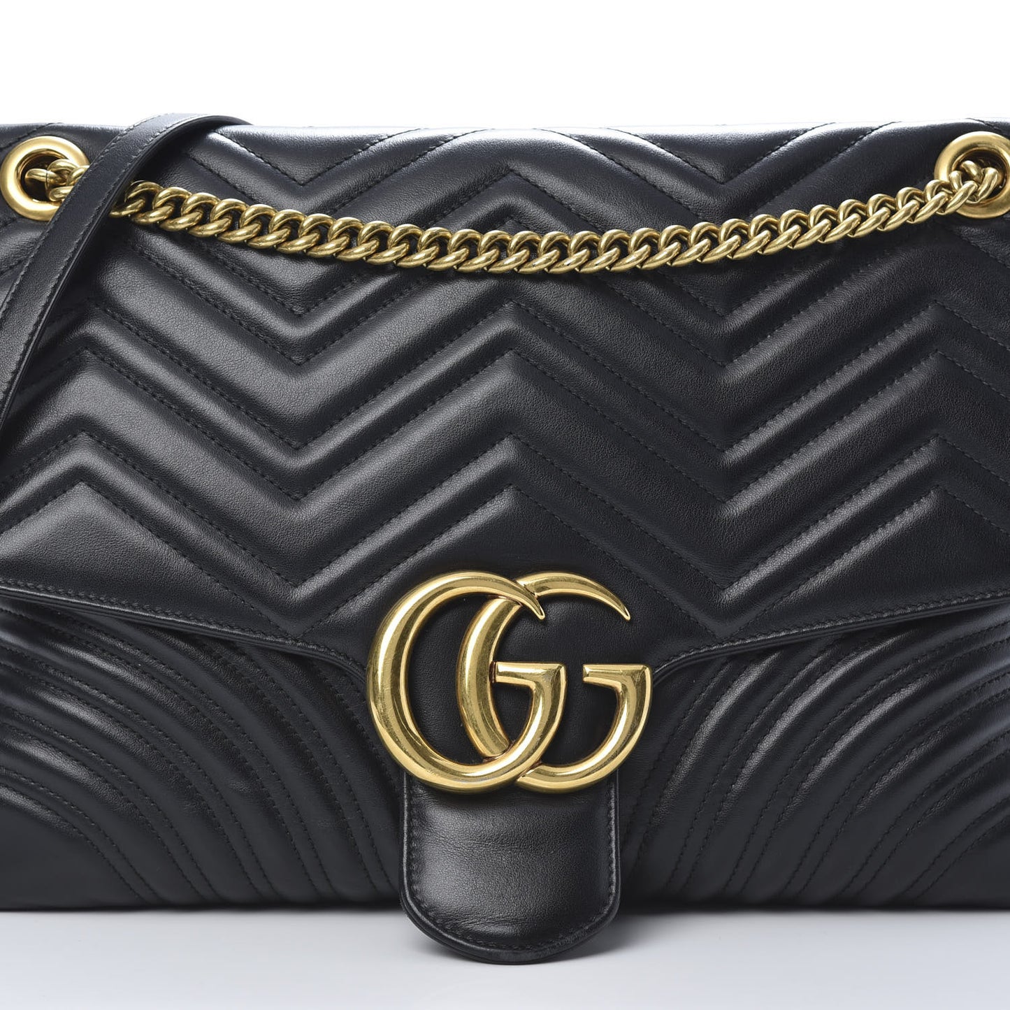 Calfskin Matelasse Large GG Marmont Shoulder Bag Black