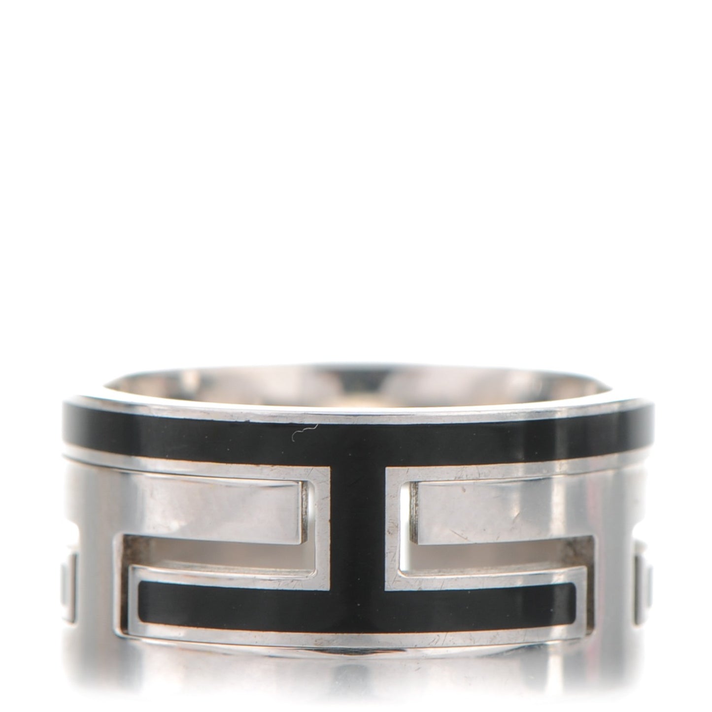 Sterling Silver Enamel Move H Ring 52 6.25 Black