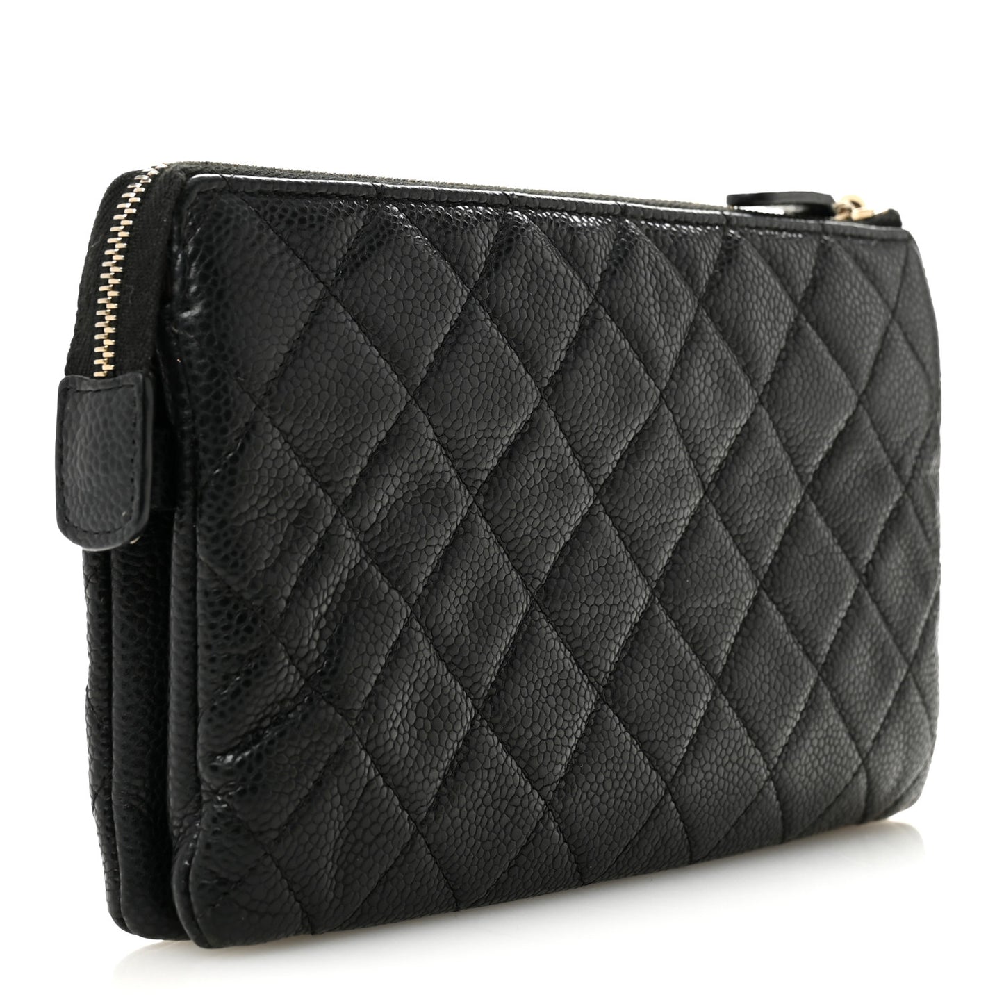 Caviar Quilted Small Zipped Clutch Black