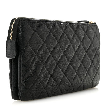 Chanel Caviar Quilted Small Zipped Clutch Black 3 of 11