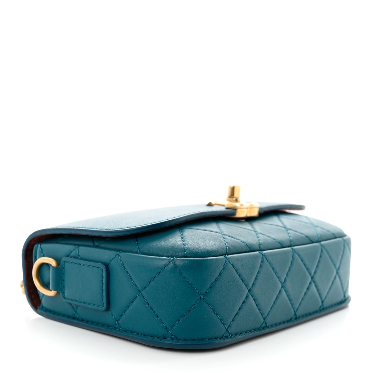 Calfskin Quilted Multi Pouching Flap And Coin Purse Blue
