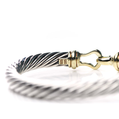 David Yurman Sterling Silver 14K Yellow Gold 7mm Cable Classic Buckle Bracelet 3 of 4