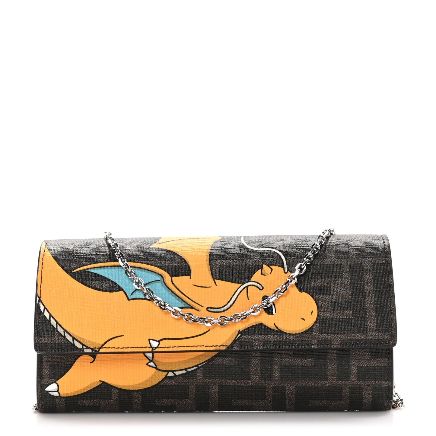 X FRGMT X POKEMON Glazed Fabric FF Pokemon Print Continental Wallet On Chain Tobacco Moro Giallo Tobacco Moro Giallo