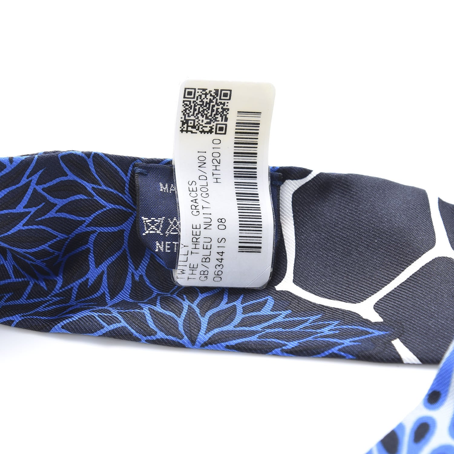 Hermes Silk The Three Graces Twilly Bleu Nuit Gold Black 2 of 4