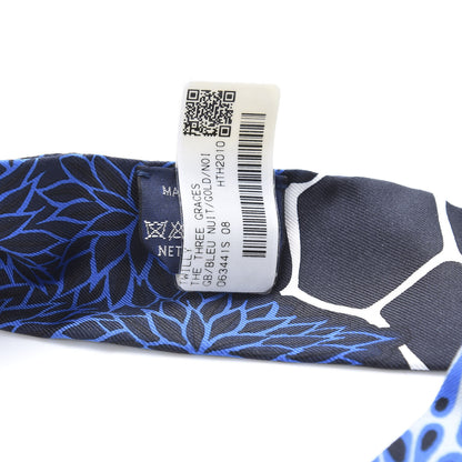 Hermes Silk The Three Graces Twilly Bleu Nuit Gold Black 2 of 4