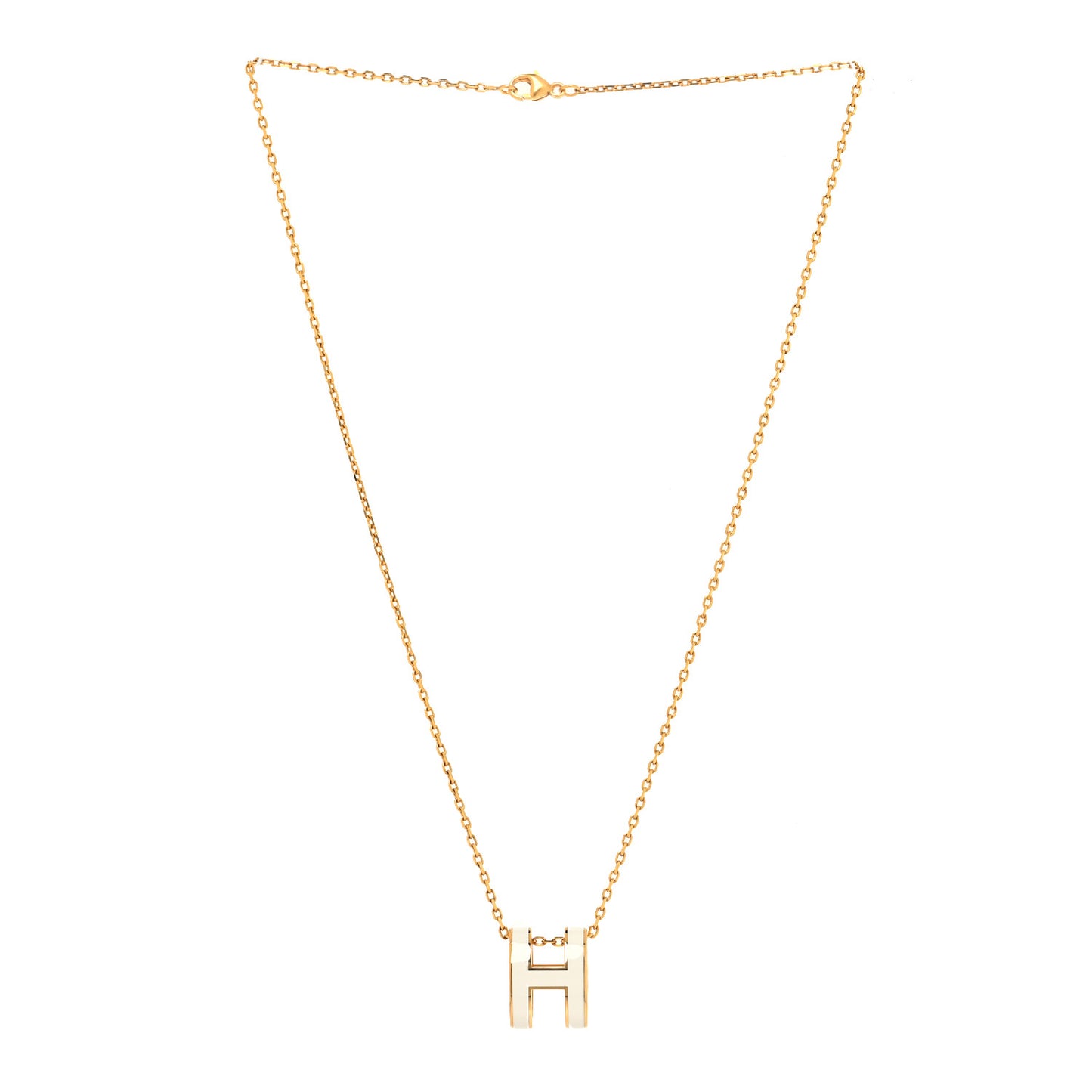 Lacquered Gold Pop H Pendant Necklace White