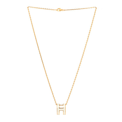 Hermes Lacquered Gold Pop H Pendant Necklace White 3 of 5