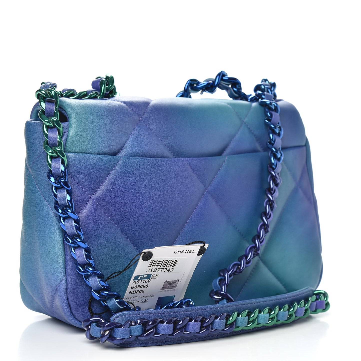Tie Dye Calfskin Quilted Medium Chanel 19 Flap Blue Purple